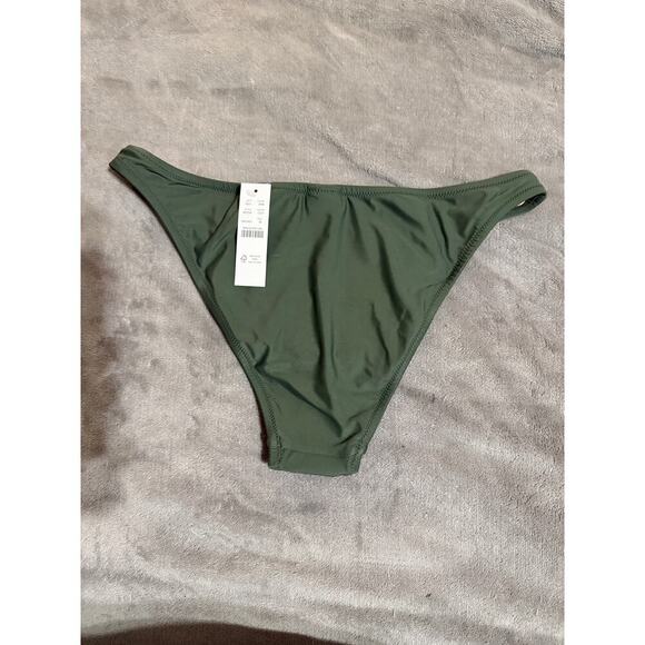 NWT J.Crew Hunter Green Women Bikini Bottom Curved Waist Size Medium Cheeky - Picture 2 of 5